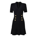 Spring And Summer New Fashionable Knitted Elastic Solid Color Short Sleeved Double Breasted Slim Fit Fishtail Women's Dress