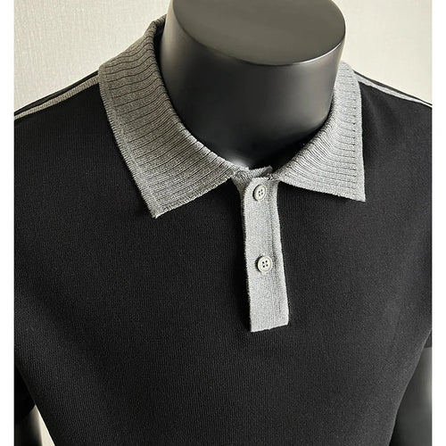 Old Money Style Men's Polo, Contrast Collar Knit Short Sleeve.Vintage-Inspired Men's Polo for Modern Sophisticates
