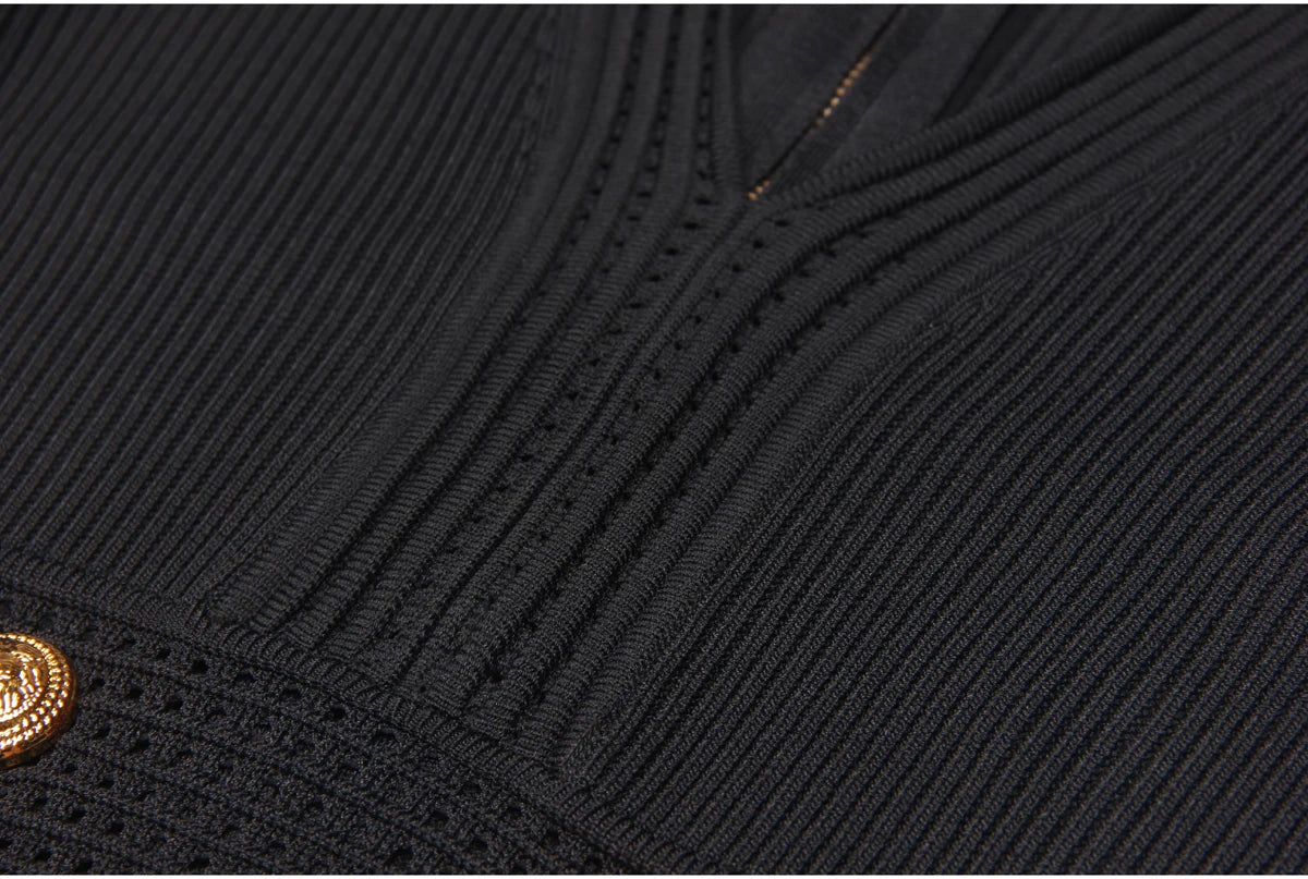 Spring And Summer New Fashionable Knitted Elastic Solid Color Short Sleeved Double Breasted Slim Fit Fishtail Women's Dress