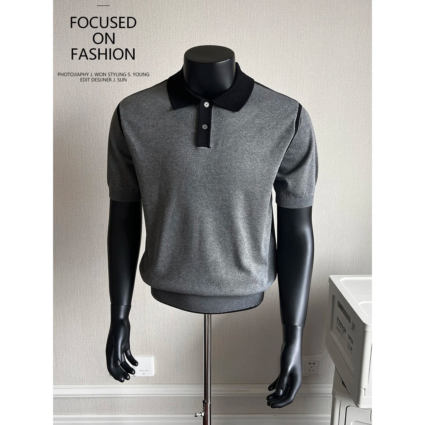 Old Money Style Men's Polo, Contrast Collar Knit Short Sleeve.Vintage-Inspired Men's Polo for Modern Sophisticates