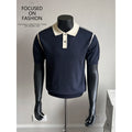 Old Money Style Men's Polo, Contrast Collar Knit Short Sleeve.Vintage-Inspired Men's Polo for Modern Sophisticates