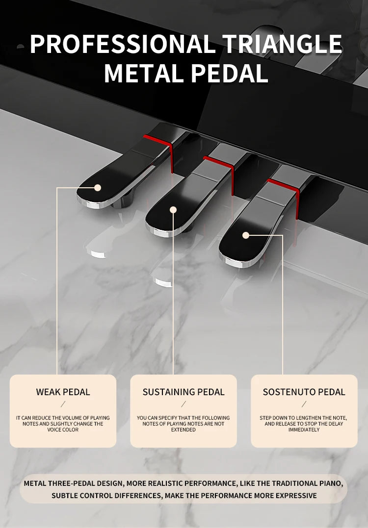 88 Key Weighted Digital Piano Wood Grain Inner Hammer Action Upright Electronic Piano With Slide Cover MIDI For Professional