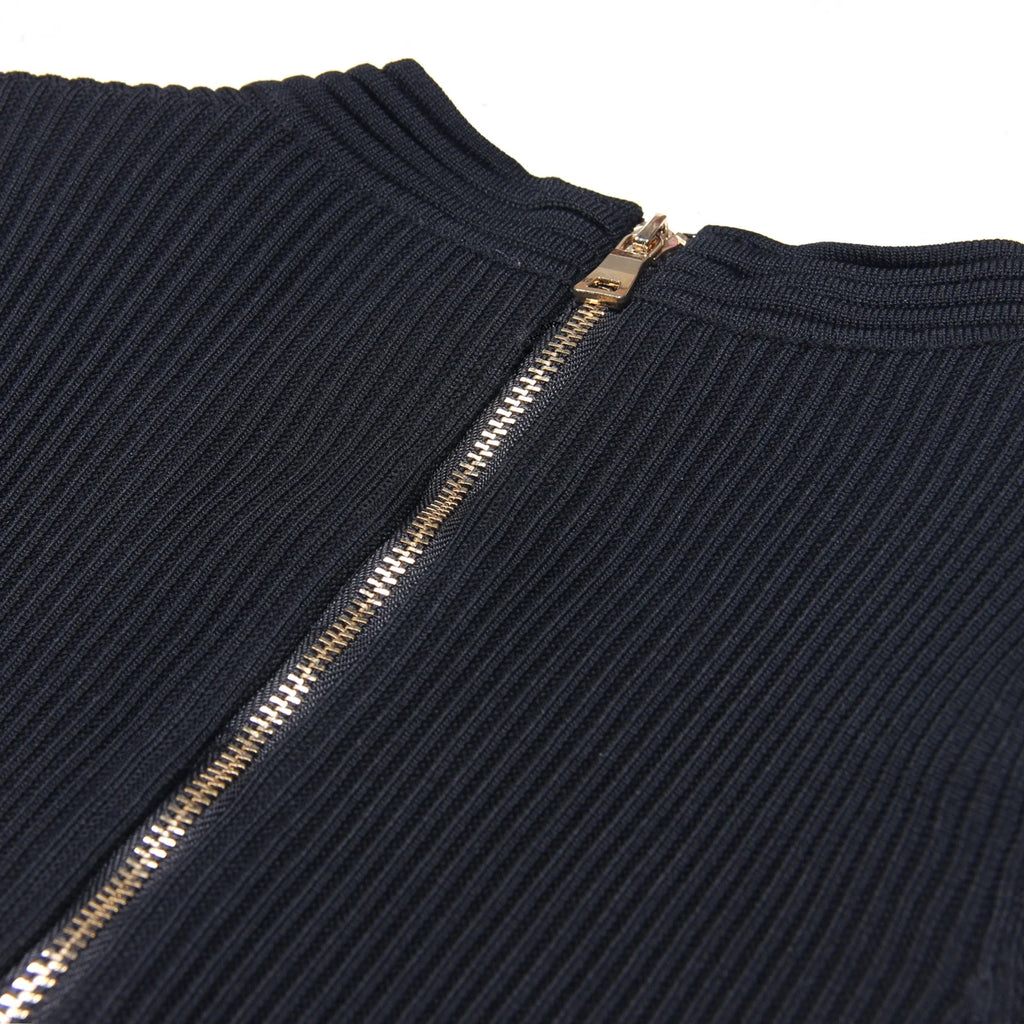 Spring And Summer New Fashionable Knitted Elastic Solid Color Short Sleeved Double Breasted Slim Fit Fishtail Women's Dress