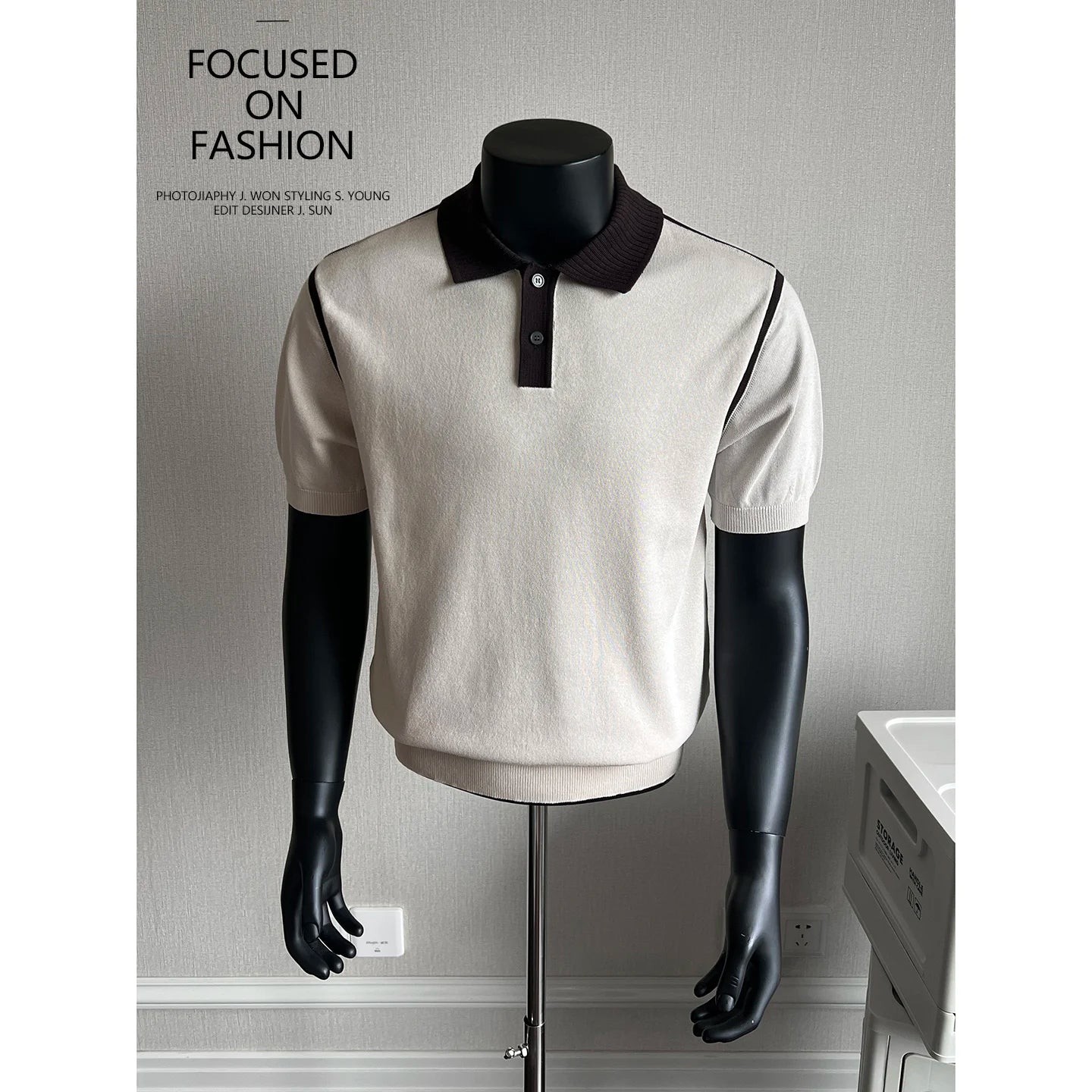 Old Money Style Men's Polo, Contrast Collar Knit Short Sleeve.Vintage-Inspired Men's Polo for Modern Sophisticates