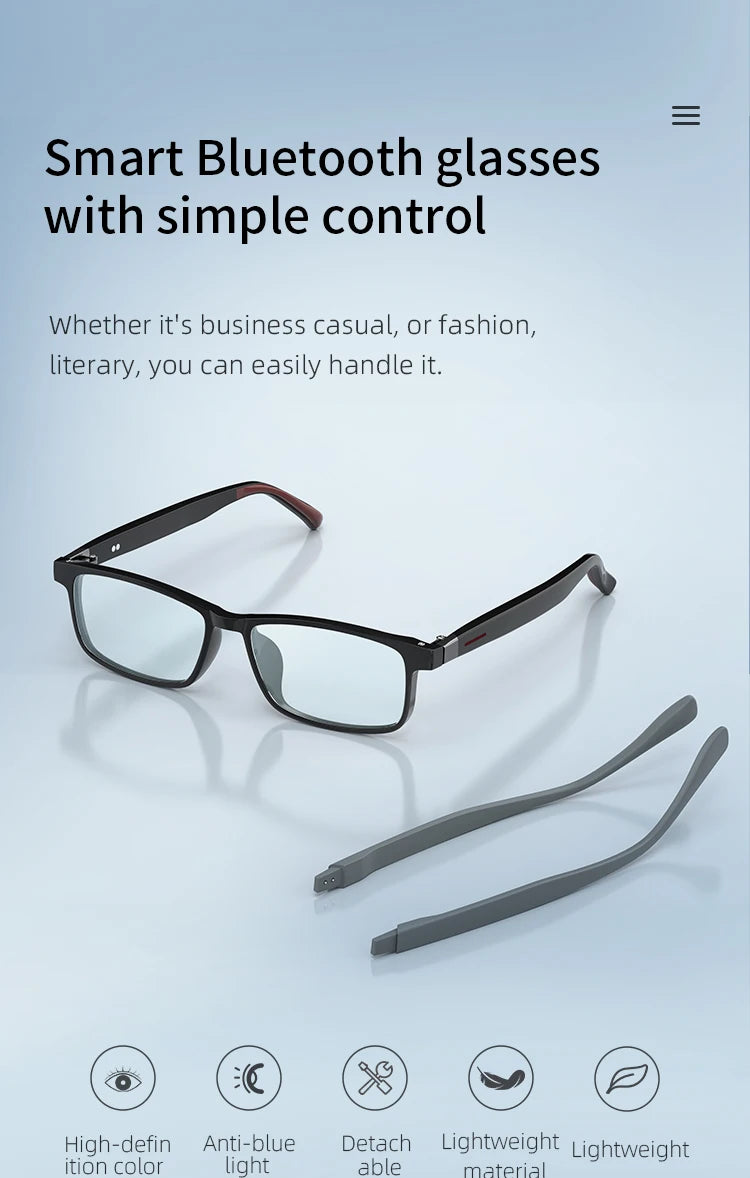 smart bluetooth glasses innovative replaceable frame New TR square detachable Bluetooth glasses AI translation g07 glasses