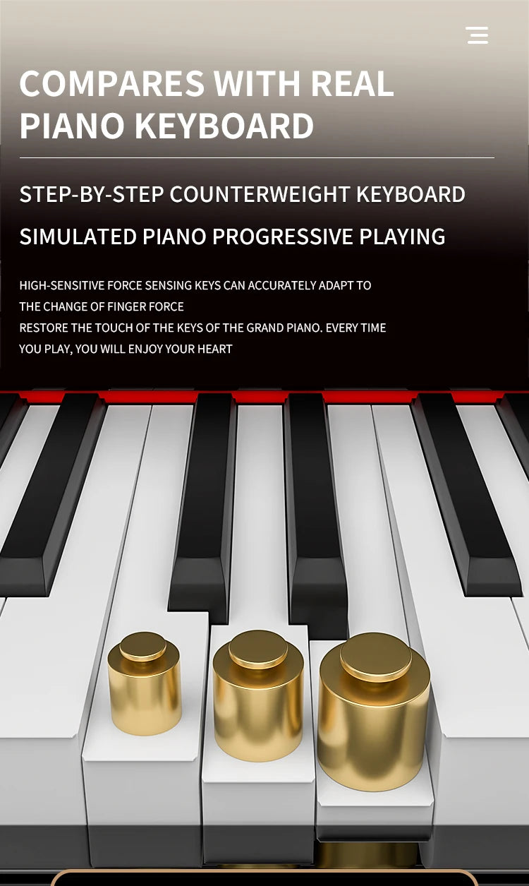 88 Key Weighted Digital Piano Wood Grain Inner Hammer Action Upright Electronic Piano With Slide Cover MIDI For Professional