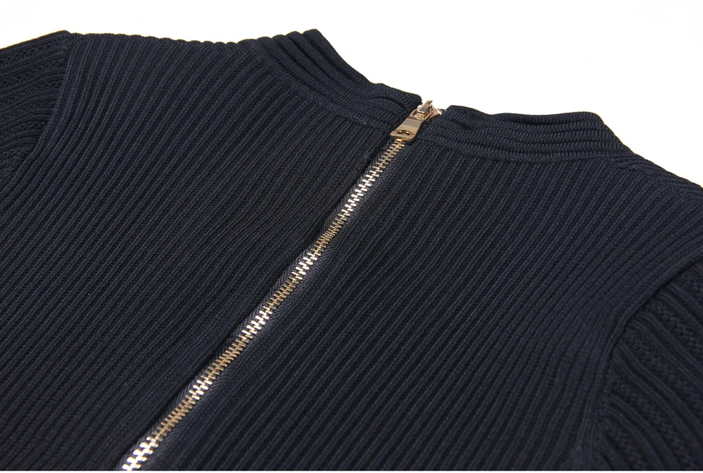 Spring And Summer New Fashionable Knitted Elastic Solid Color Short Sleeved Double Breasted Slim Fit Fishtail Women's Dress