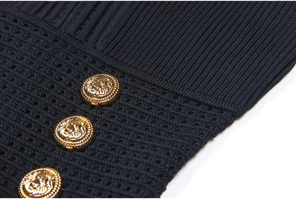 Spring And Summer New Fashionable Knitted Elastic Solid Color Short Sleeved Double Breasted Slim Fit Fishtail Women's Dress