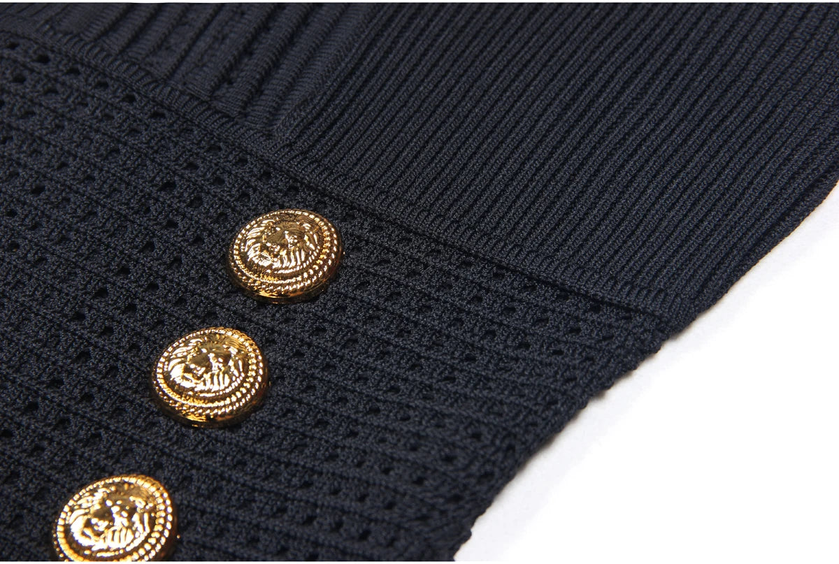 Spring And Summer New Fashionable Knitted Elastic Solid Color Short Sleeved Double Breasted Slim Fit Fishtail Women's Dress