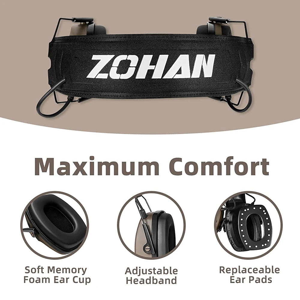 ZOHAN 5.0 Bluetooth Electronic Tactics Shooting Earmuffs Hearing Protection Anti-Noise Sound Amplification For Hunt Shoot Range