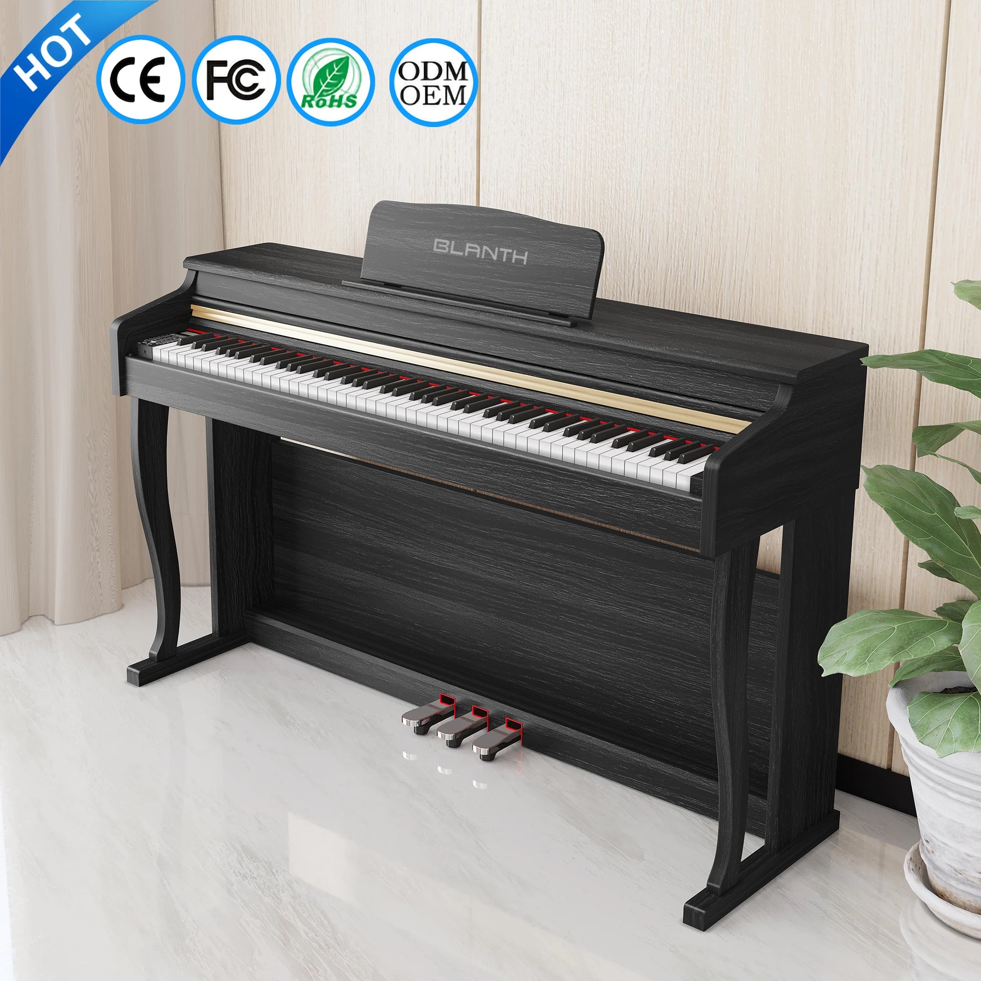 88 Key Weighted Digital Piano Wood Grain Inner Hammer Action Upright Electronic Piano With Slide Cover MIDI For Professional