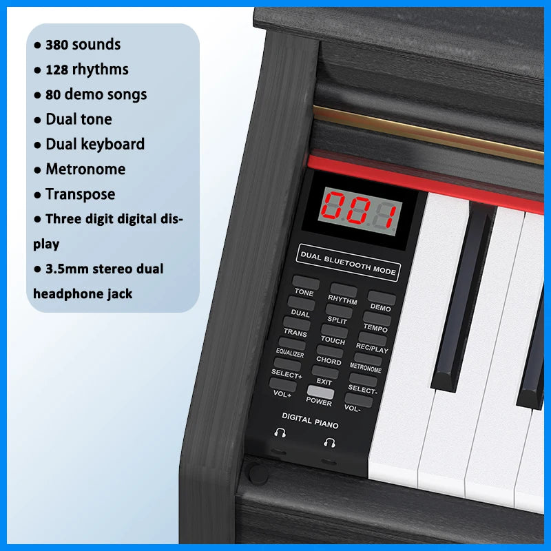 88 Key Weighted Digital Piano Wood Grain Inner Hammer Action Upright Electronic Piano With Slide Cover MIDI For Professional