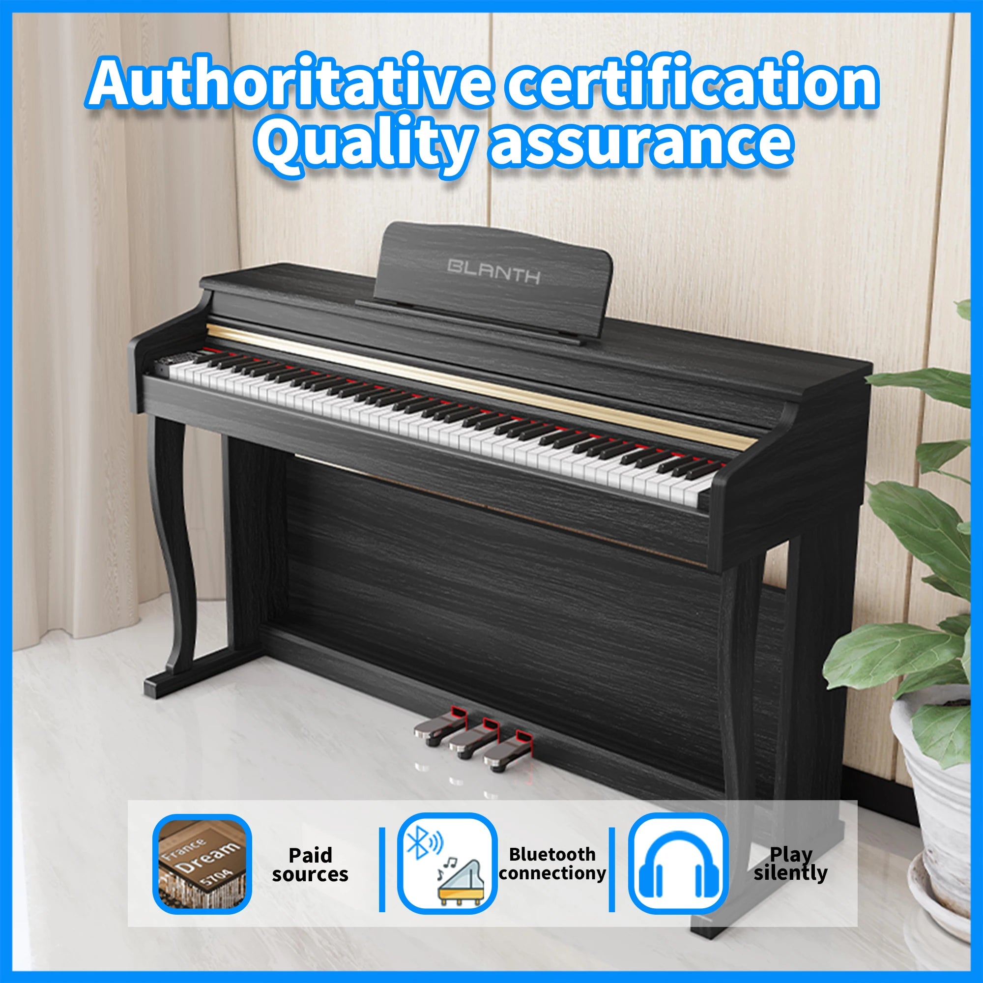 88 Key Weighted Digital Piano Wood Grain Inner Hammer Action Upright Electronic Piano With Slide Cover MIDI For Professional