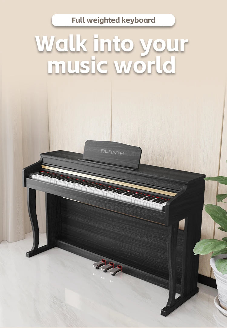 88 Key Weighted Digital Piano Wood Grain Inner Hammer Action Upright Electronic Piano With Slide Cover MIDI For Professional