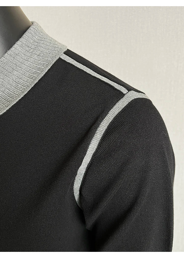 Old Money Style Men's Polo, Contrast Collar Knit Short Sleeve.Vintage-Inspired Men's Polo for Modern Sophisticates